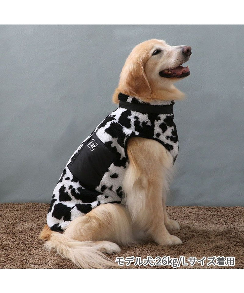PET PARADISE Lee 背開き ボア ベスト 牛柄  《ブラック》 中型犬 大型犬 