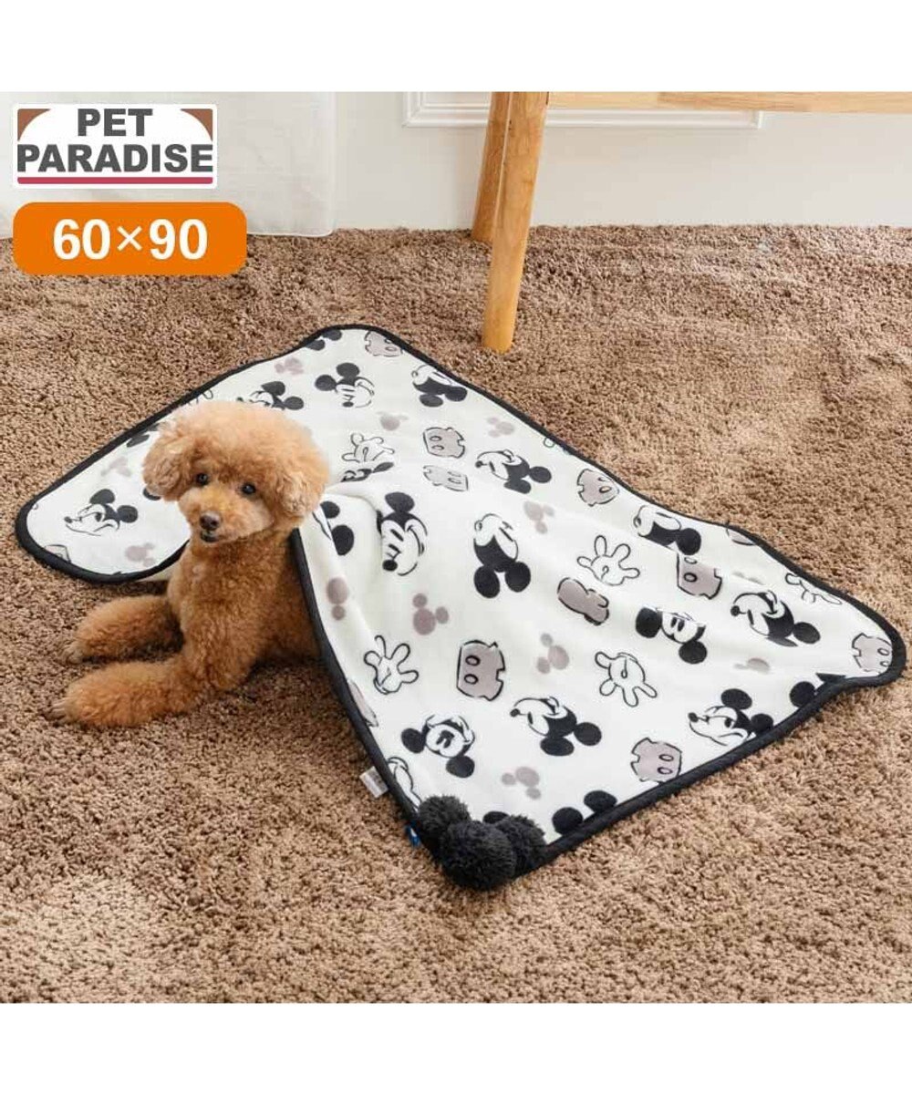 PET PARADISE ディズニー ミッキーマウス 白黒 ボア ブランケット 