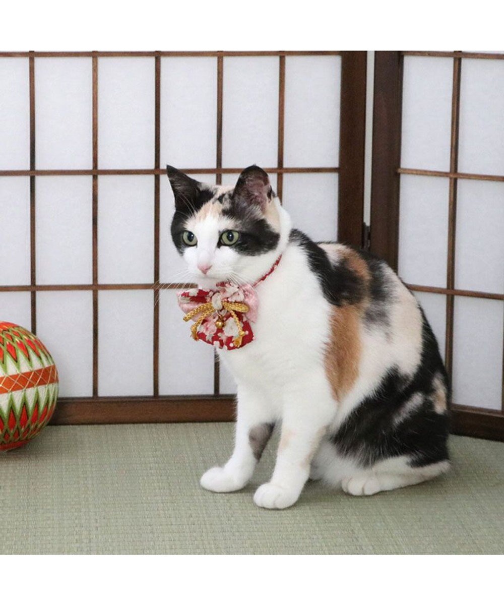 PET PARADISE ペットパラダイス 和帯 ねこ首輪 《赤》 小 / 中 
