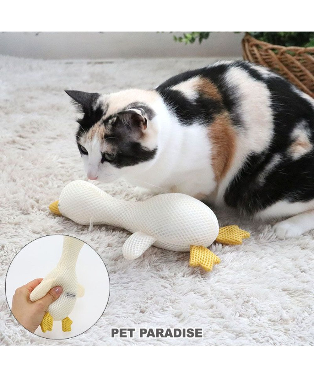 PET PARADISE 猫 歯磨き おもちゃ メッシュ あひる 