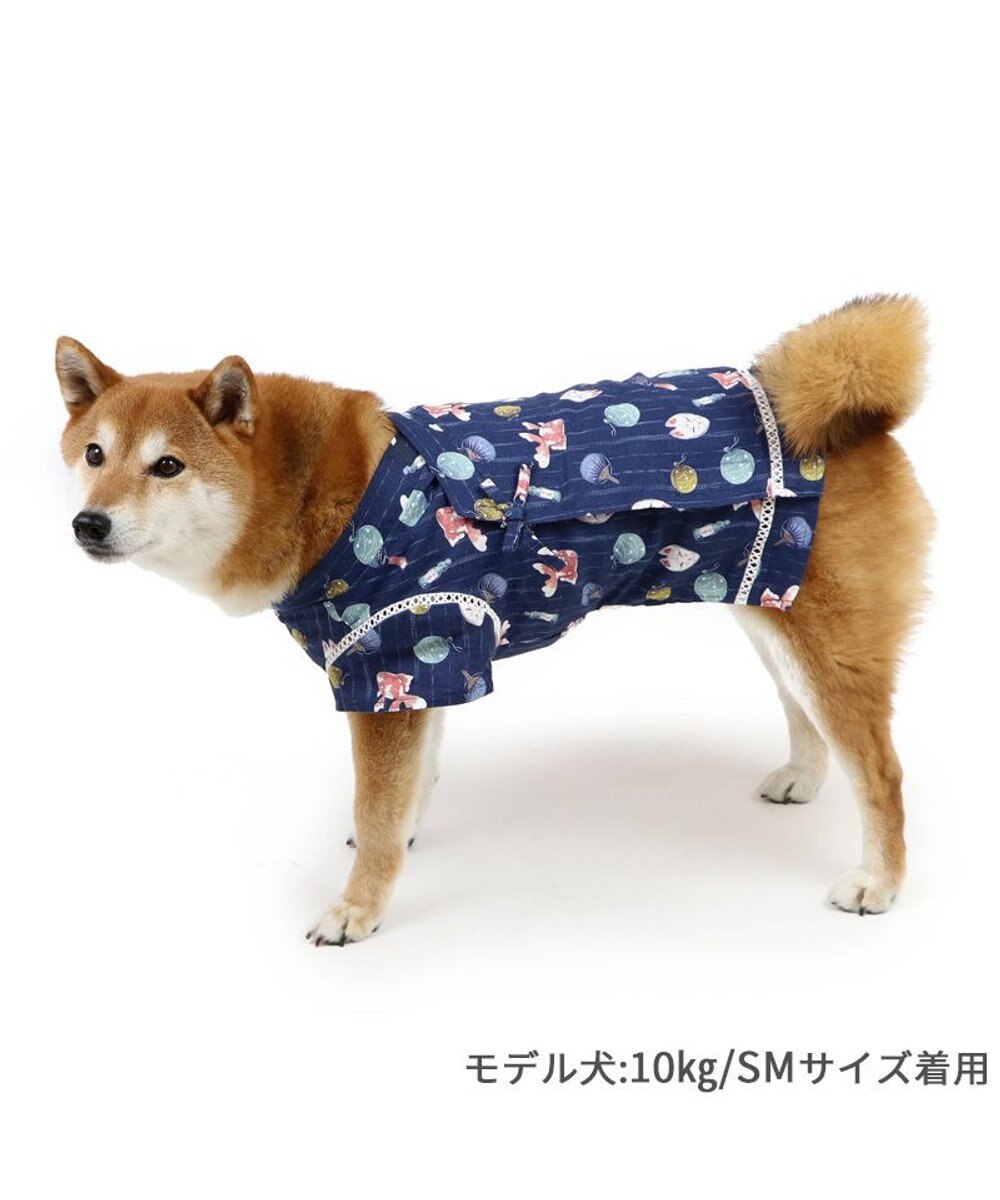 PET PARADISE ペットパラダイス 接触冷感 背中開き 甚平 《縁日柄》　中型犬 
