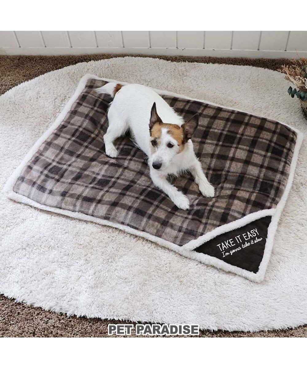 PET PARADISE ペットパラダイス 遠赤外線 ボアマット 《 チェック柄 》 (80×60cm) 