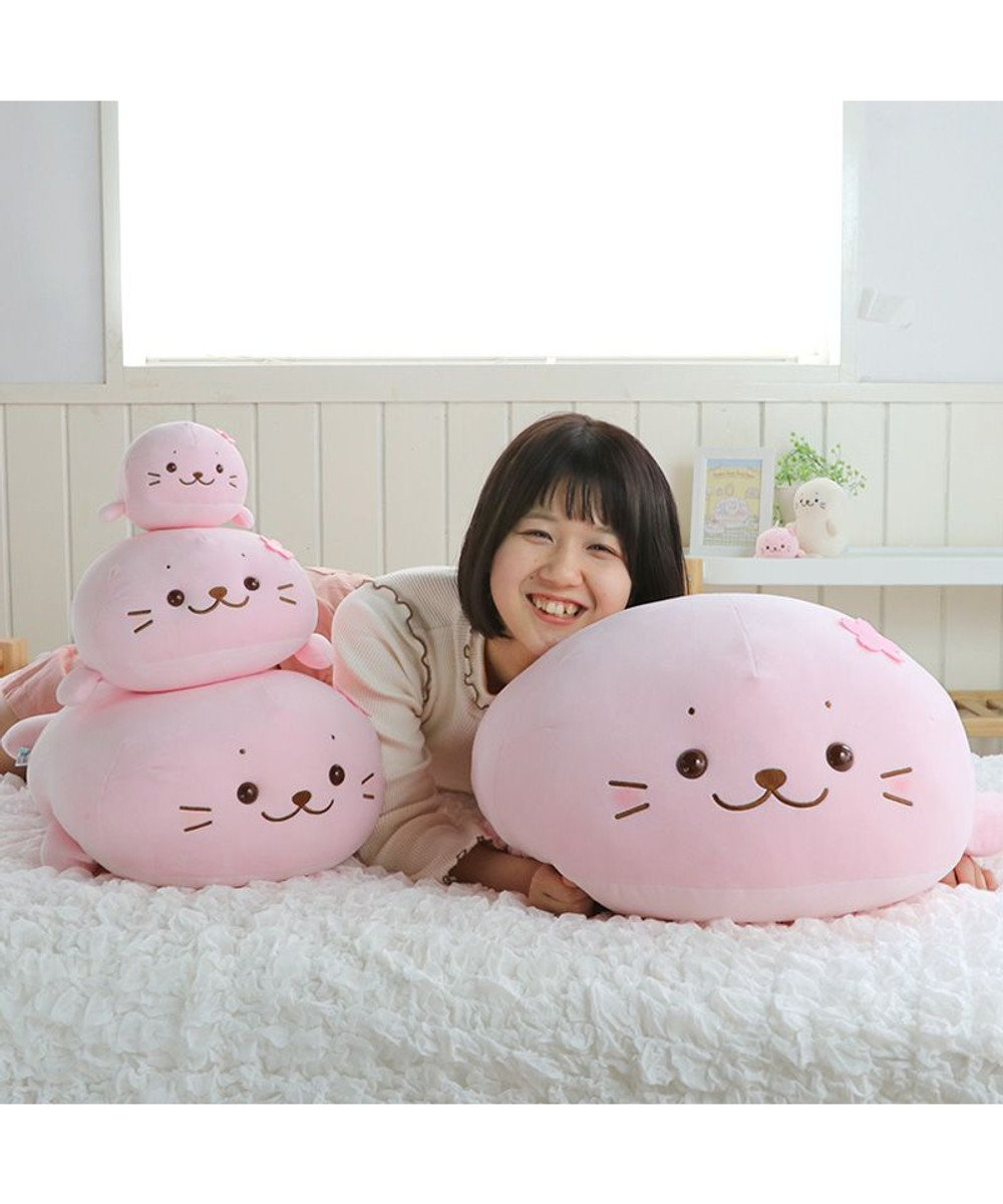 Mother garden しろたん 桜色 ふわもち 抱き枕 ぬいぐるみ 小 55cm 