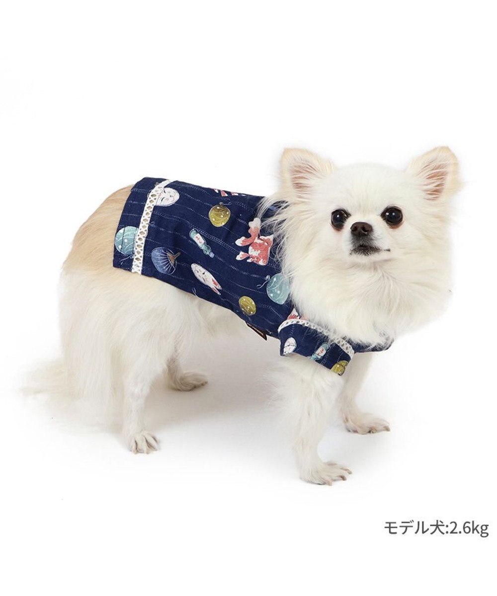 PET PARADISE ペットパラダイス 接触冷感 背中開き 甚平 《縁日柄》　小型犬 