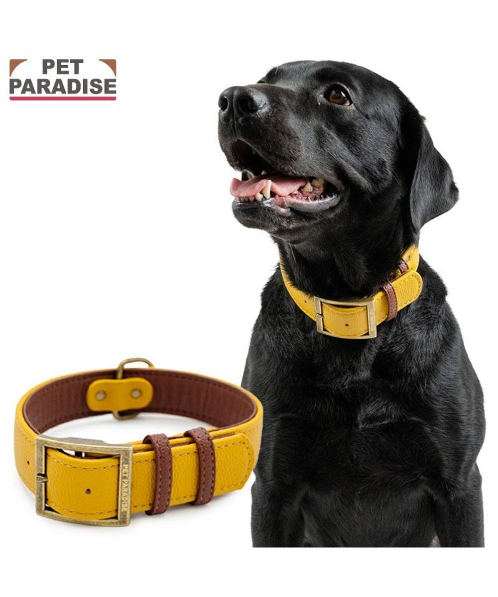 PET PARADISE ペットパラダイス ソフトレザー首輪 《マスタードイエロー》 Ｍ 