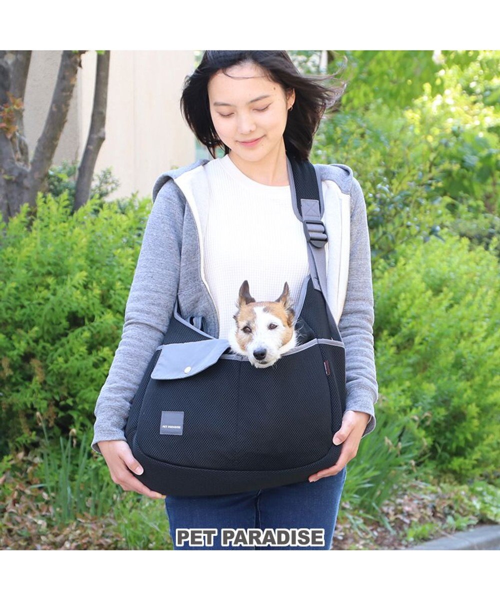 PET PARADISE ソフト メッシュスリング キャリーバッグ 【小型犬】 ブラック / ホワイト 