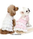 PET PARADISE 犬の服 犬 冬服 ワンピース 【小型犬】 重ね着風 ピンク ホワイト