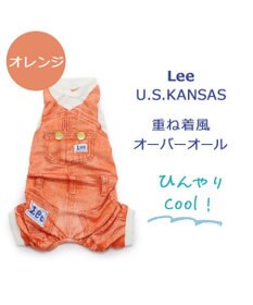 PET PARADISE Ｌｅｅ つなぎ風  ロンパース 【小型犬】《ブルー/オレンジ》クールマックスエコメイド