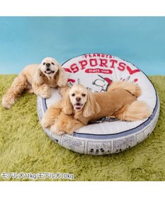 PET PARADISE 【10月上旬お届け】スヌーピー丸型クッション 《野球柄》 　Ｌ