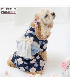PET PARADISE ペットパラダイス 椿柄 浴衣 紺 中型犬 大型犬