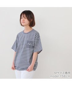 Mother garden しろたん ポケット付き Ｔシャツ 半袖 《ボーダー柄/黒色》 レディース メンズ ユニセックス