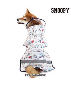 PET PARADISE スヌーピー 簡易レインコート 透明フード付き 《アメリカンビンテージ柄》 中型犬 大型犬