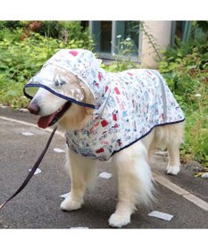 PET PARADISE スヌーピー 簡易レインコート 透明フード付き 《アメリカンビンテージ柄》 中型犬 大型犬