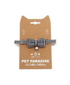 PET PARADISE ペットパラダイス 猫 首輪 ギンガムチェック 《ブラック》 小サイズ/中サイズ