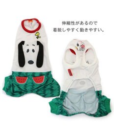 PET PARADISE 犬の服 春夏 ひんやり クール 接触冷感 虫よけ スヌーピー スイカ柄 パンツ つなぎ 【小型犬】