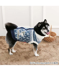 PET PARADISE スヌーピー 背中開き ニットセーター 《スキー柄》ブルー 中型犬 大型犬