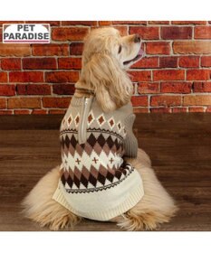 PET PARADISE ペットパラダイス ハーフジップアップ ニット 《モカ》 中型犬 大型犬