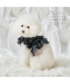 PET PARADISE cherircouture ツイード ベストハーネス 《ブラック》 ４Ｓ/３Ｓ