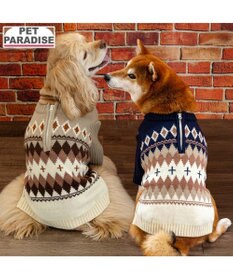 PET PARADISE ペットパラダイス ハーフジップアップ ニット 《モカ》 中型犬 大型犬