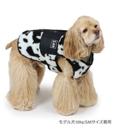 PET PARADISE Lee 牛柄 背中開きボアベスト 《 白黒》 中型犬 大型犬