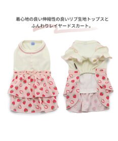 PET PARADISE 犬の服 犬 ワンピース 【小型犬】 苺柄 リブ ピンク レッド