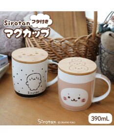 Mother garden しろたん フタ付き マグカップ 390mL 《ブラック・水玉柄》 単品