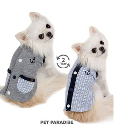 PET PARADISE ペットパラダイス  やさしいベスト 《錨 刺繍》 背中開き 小型犬