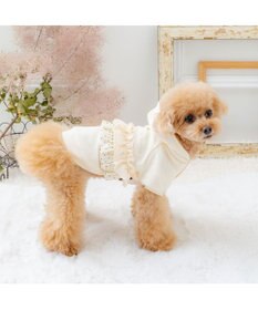 PET PARADISE ペットパラダイス ドット柄 フード付パーカー 《ホワイト》 小型犬