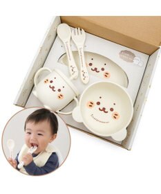 Mother garden しろたん シリコン ベビー食器セット 《顔ぼん柄》  箱入り