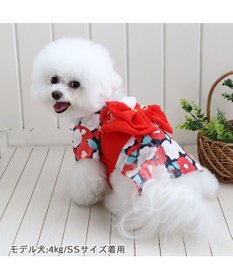 PET PARADISE 犬の服 夏 犬服 浴衣 椿柄 赤  【小型犬】