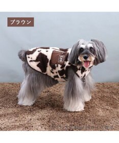 PET PARADISE  Lee 背開き ボア ベスト 牛柄 《ブラウン》 小型犬