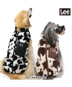 PET PARADISE  Lee 背開き ボア ベスト 牛柄 《ブラウン》 小型犬