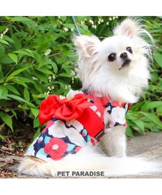 PET PARADISE 犬の服 夏 犬服 浴衣 椿柄 赤  【小型犬】