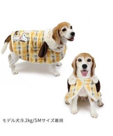 PET PARADISE スヌーピー ポンチョ 《にっこり チェック柄》中型犬 大型犬