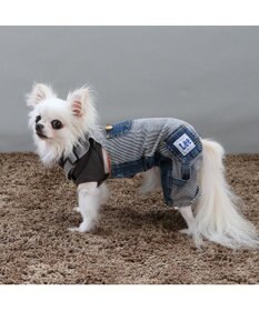 PET PARADISE Ｌｅｅ パッチワーク オーバーオール パンツつなぎ【小型犬】
