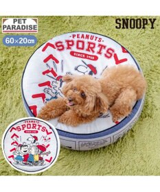 PET PARADISE スヌーピー丸型クッション 《野球柄》 Ｍ