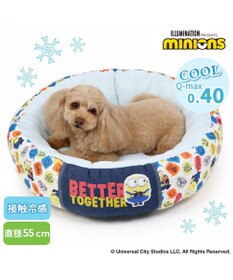 PET PARADISE ミニオン ふきだし柄 接触冷感 クール カドラーベッド《丸型》（55cm）