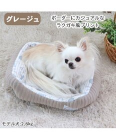 PET PARADISE 犬 ベッド キルト カドラーベッド (38×32cm) 《グレージュ/ ピンク/ ホワイト》