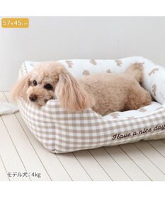 PET PARADISE ペットパラダイス  クール 四角カドラー 《くまチェック柄》 中型犬