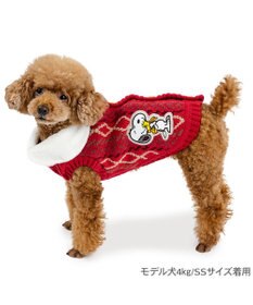 PET PARADISE スヌーピー ハグ 背開き ニット 《レッド》 小型犬