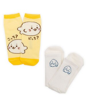  しろたん 靴下 スニーカー丈 ショート丈 2足セット 21～24cm 《こっち？どっち？ ゆるゆる刺繍ホワイト》