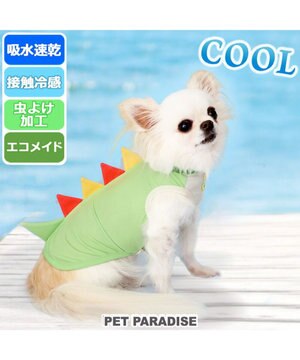  犬の服 夏 ひんやり 恐竜 タンクトップ 【小型犬】クールマックスエコメイド クール メッシュ 接触冷感 虫よけ