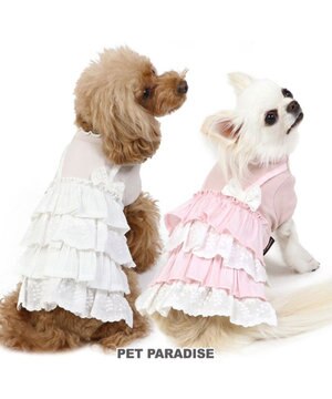  犬の服 犬 冬服 ワンピース 【小型犬】 重ね着風 ピンク ホワイト