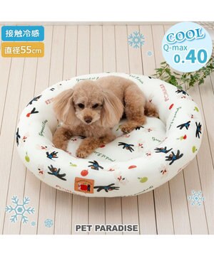 リサとガスパール 接触冷感 カドラー 《リンゴ柄》 丸型 M 小型犬