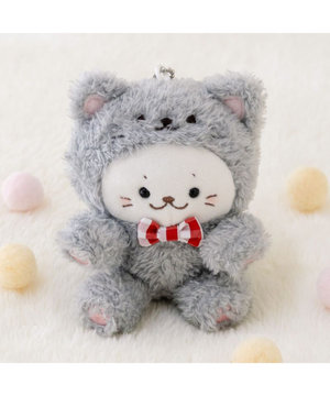 しろたん 猫キーホルダー 《グレー》 単品