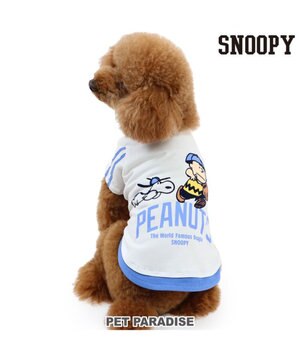  スヌーピー Tシャツ 《ファインプレー柄》 白 小型犬