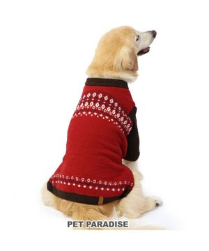  ペットパラダイス ニット ノルディク柄  《レッド》 中型犬 大型犬