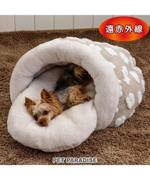  ペットパラダイス 遠赤外線 ボア ドーム型寝袋 《お花柄》 小型犬