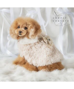  cherircouture ドットリボン ポンチョ 《ホワイト》 小型犬