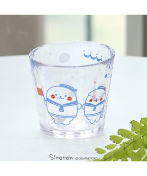  しろたん ガラスカップ 《マリン柄》径7.8cm